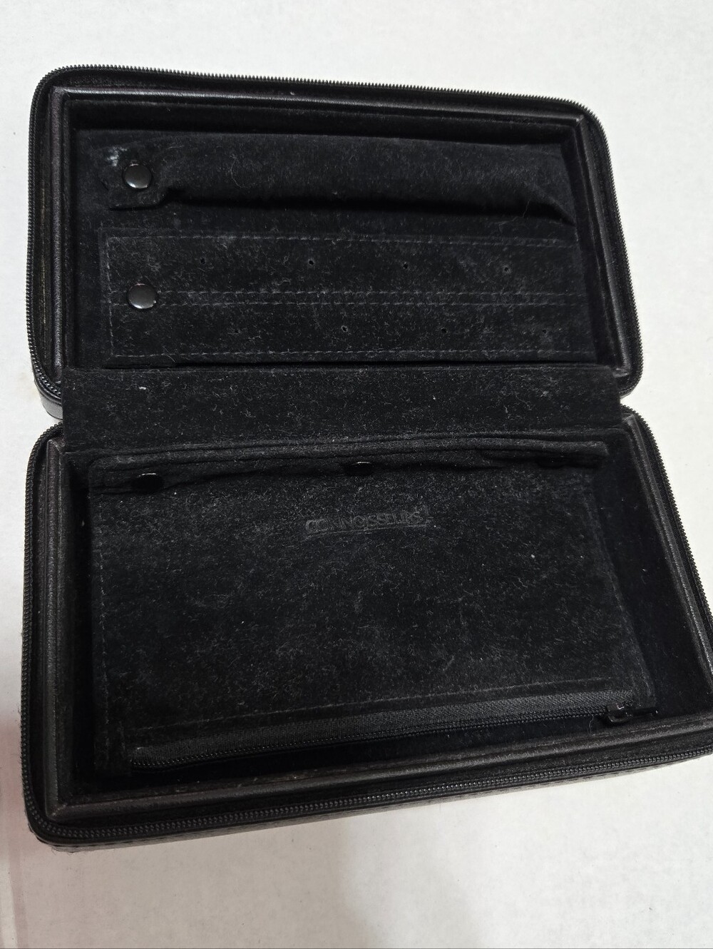 Connoisseurs Black Leather Jewelry Organizer Clutch/Travel Case
